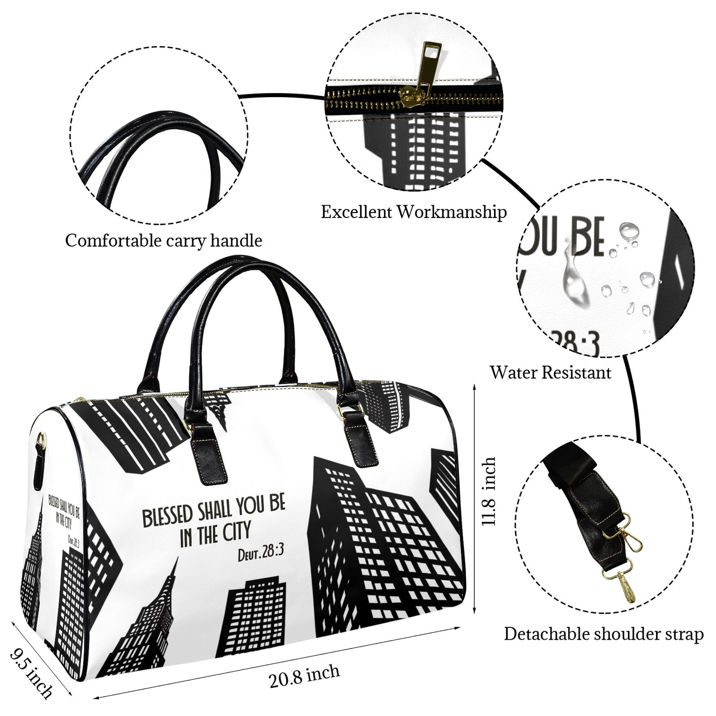 LEATHER BLESSED SHALL YOU BE IN THE  CITY TRAVEL BAG
