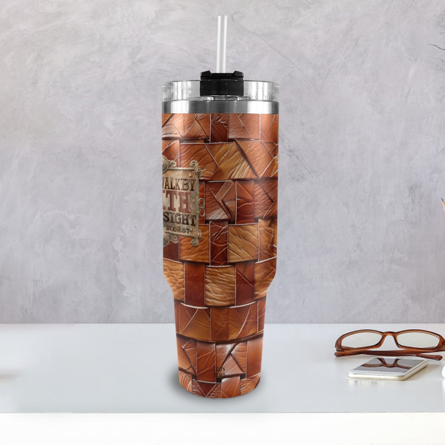 WALK BY FAITH  40oz Tumbler with Black Handle