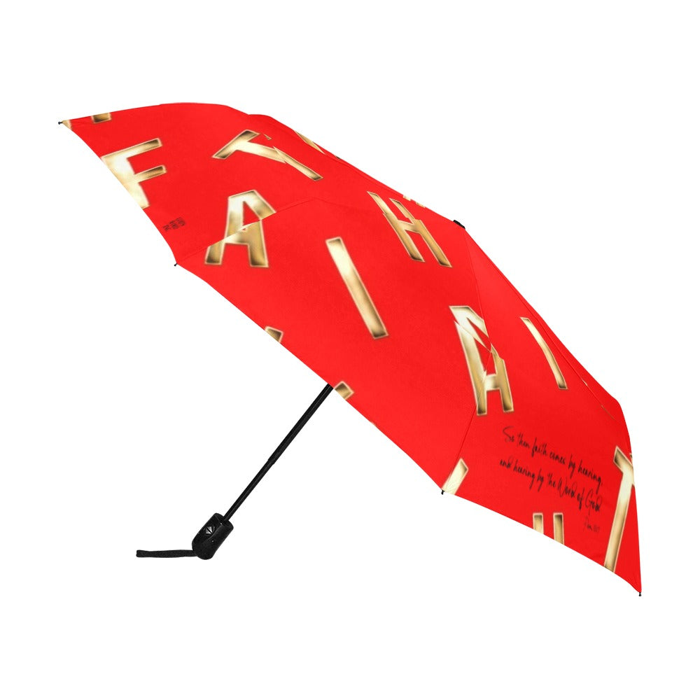 RED FAITH COMES BY HEARING UMBRELLA Anti-UV Auto-Foldable Umbrella (Model U09)