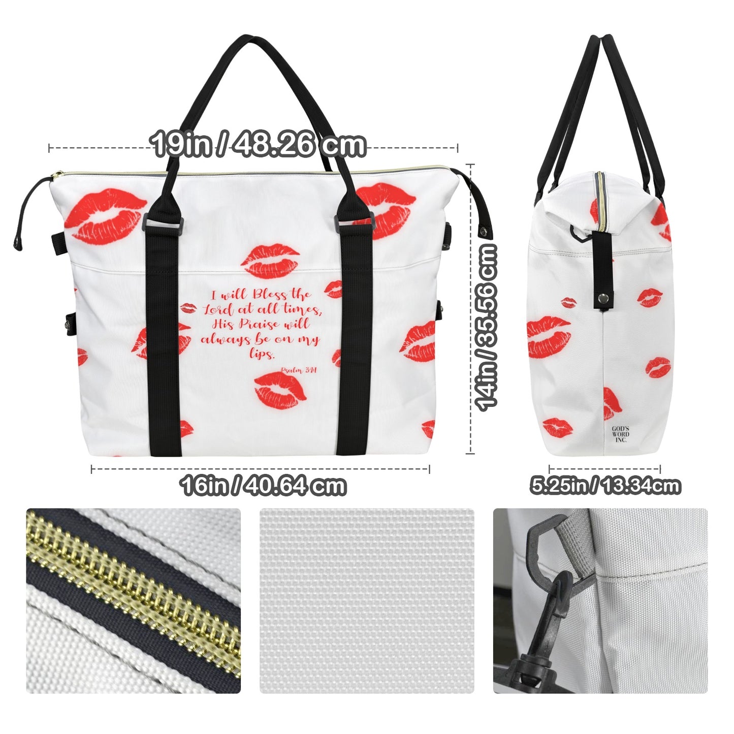 PRAISE ON MY LIPS DUFFLE BAG