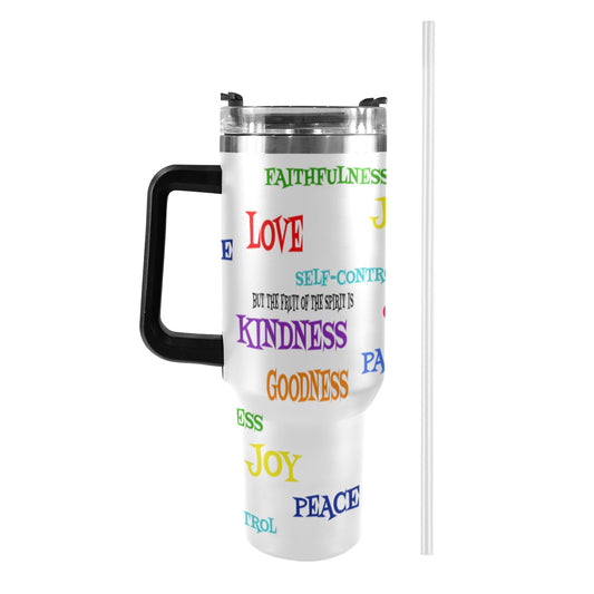 WHITE FRUIT OF THE SPIRIT  40oz Tumbler with Black Handle