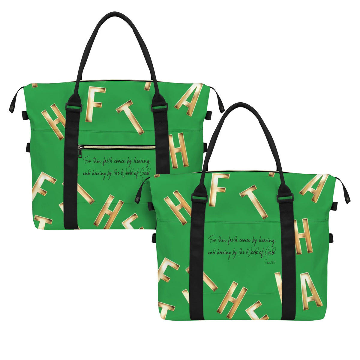 GREEN FAITH COMES BY HEARING DUFFLE SAMPLE REDO LOGO* Ultra-Large Capacity Duffle Bag (Model 1715)