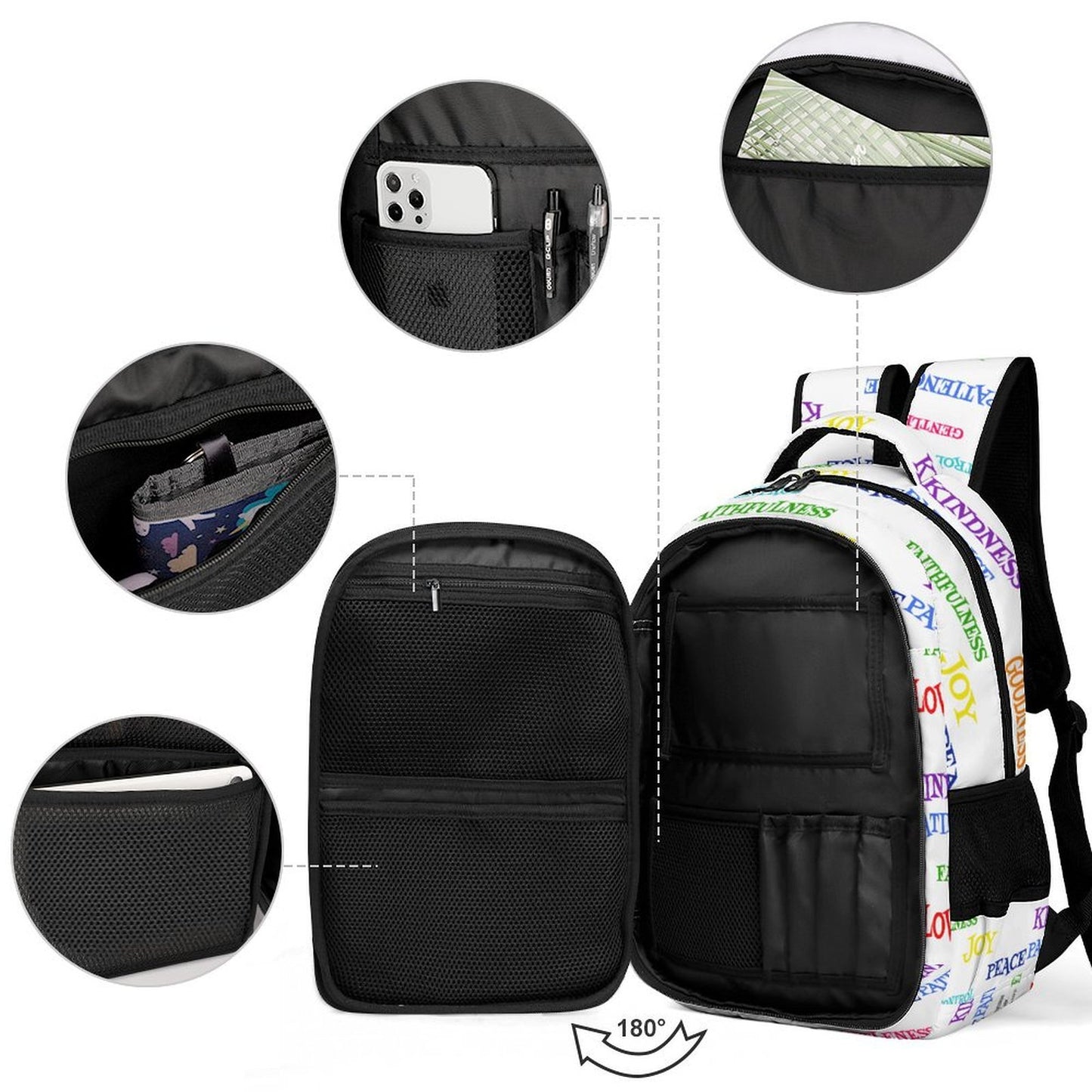 WHITE FRUIT OF THE SPIRIT POCKET BACK PACK