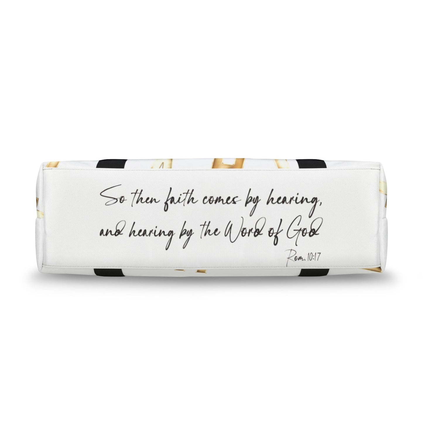WHITE FAITH COMES BY HEARING DUFFLE BAG