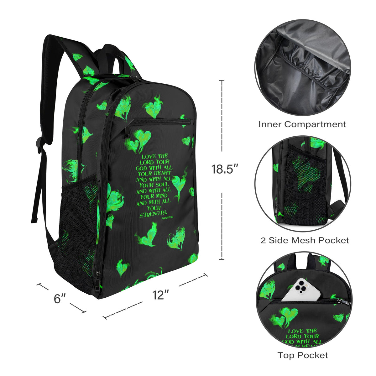 LOVE THE LORD WITH ALL YOUR HEART Leisure Sports Backpack