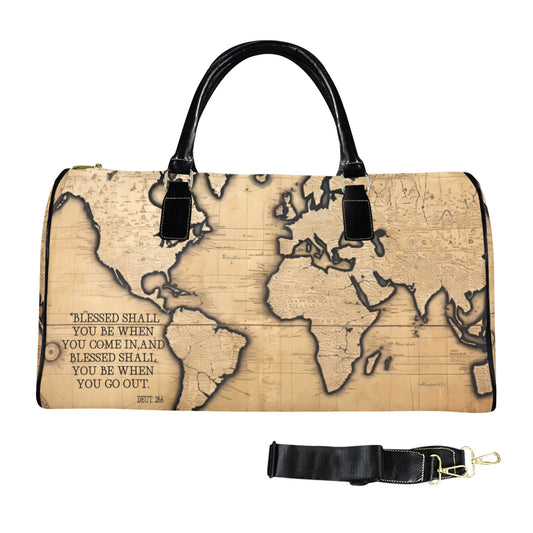 BLESSED COMING IN AND GOING OUT TRAVEL BAG Large Capacity Travel Bag-Large (Black Short Patch) (1737)
