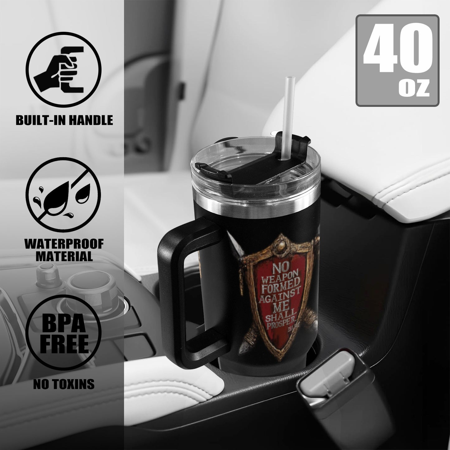 NO WEAPON TUMBLER 40oz Tumbler with Black Handle
