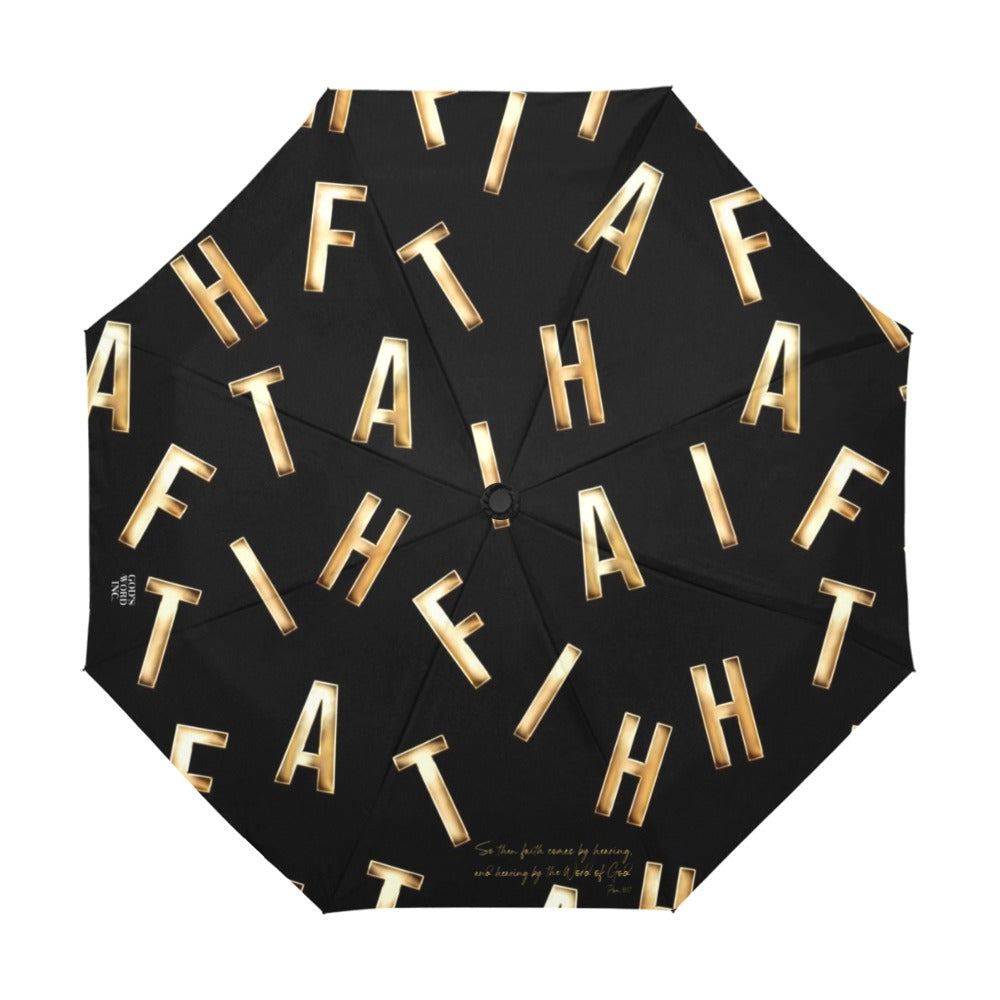 BLACK FAITH COMES BY HEARING Anti-UV Auto-Foldable Umbrella