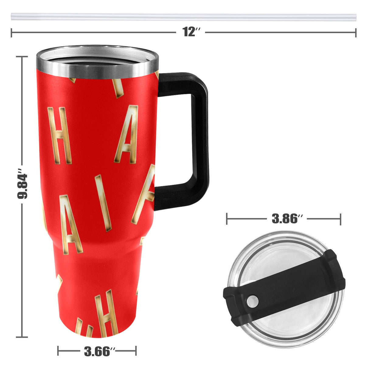 RED FAITH COMES BY HEARING  40oz Tumbler with Black Handle