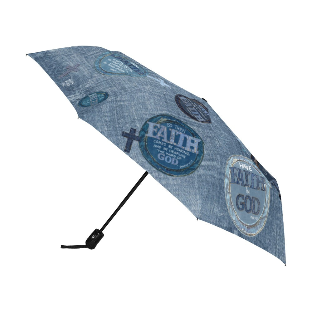 FAUX DENIM FAITH  Anti-UV Auto-Foldable Umbrella