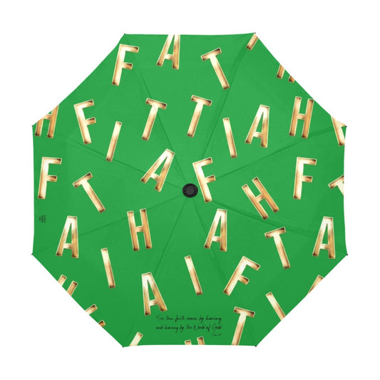 GREEN FAITH COMES BY HEARING Anti-UV Auto-Foldable Umbrella