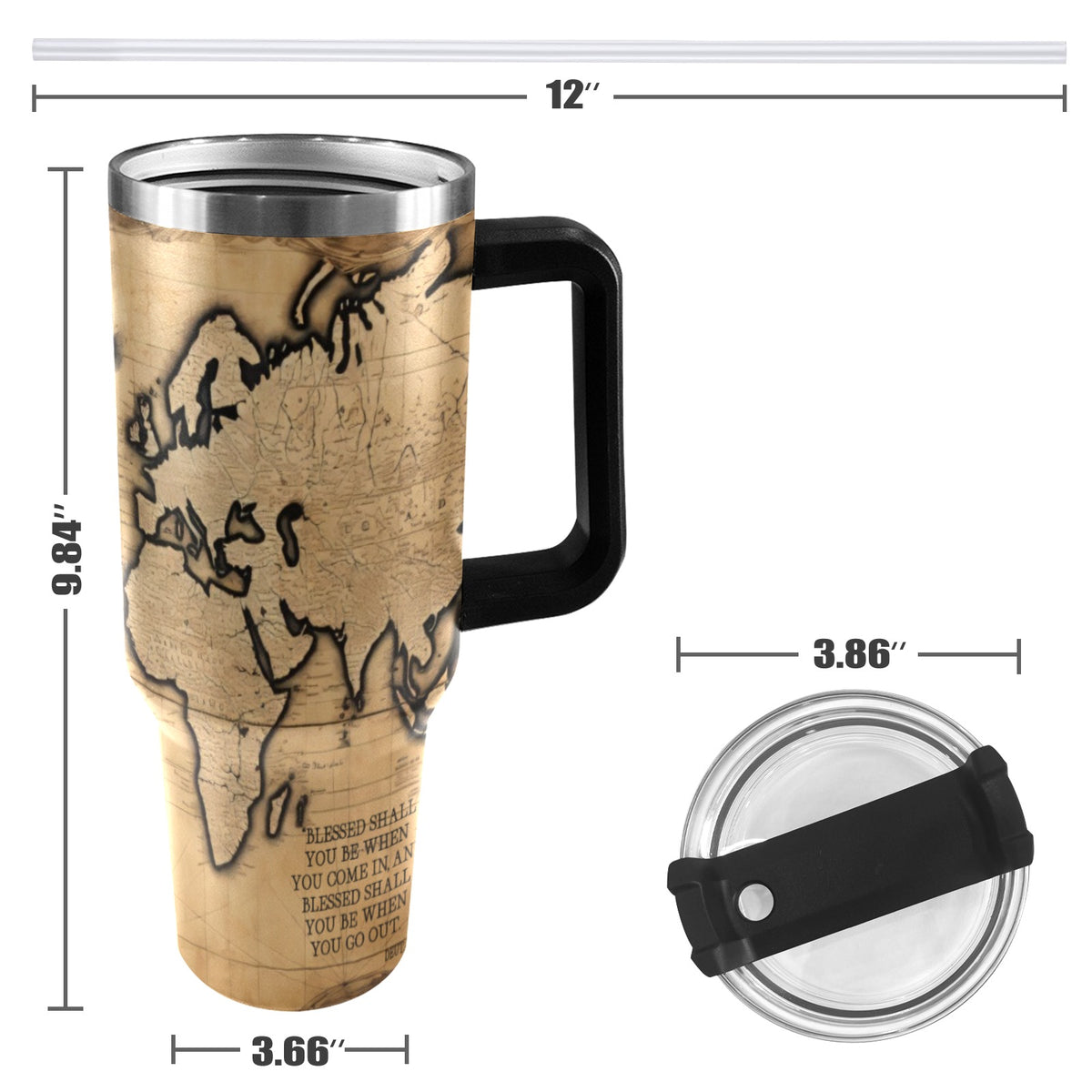 BLESSED COMING AND GOING  40oz Tumbler with Black Handle