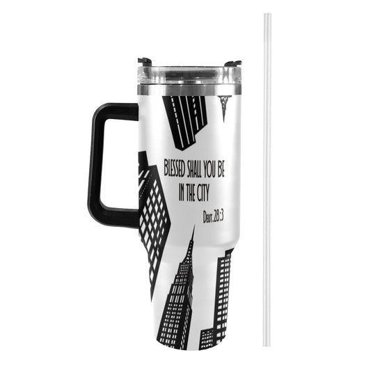 BLESSED SHALL YOU BE IN THE CITY 40oz Tumbler with Black Handle