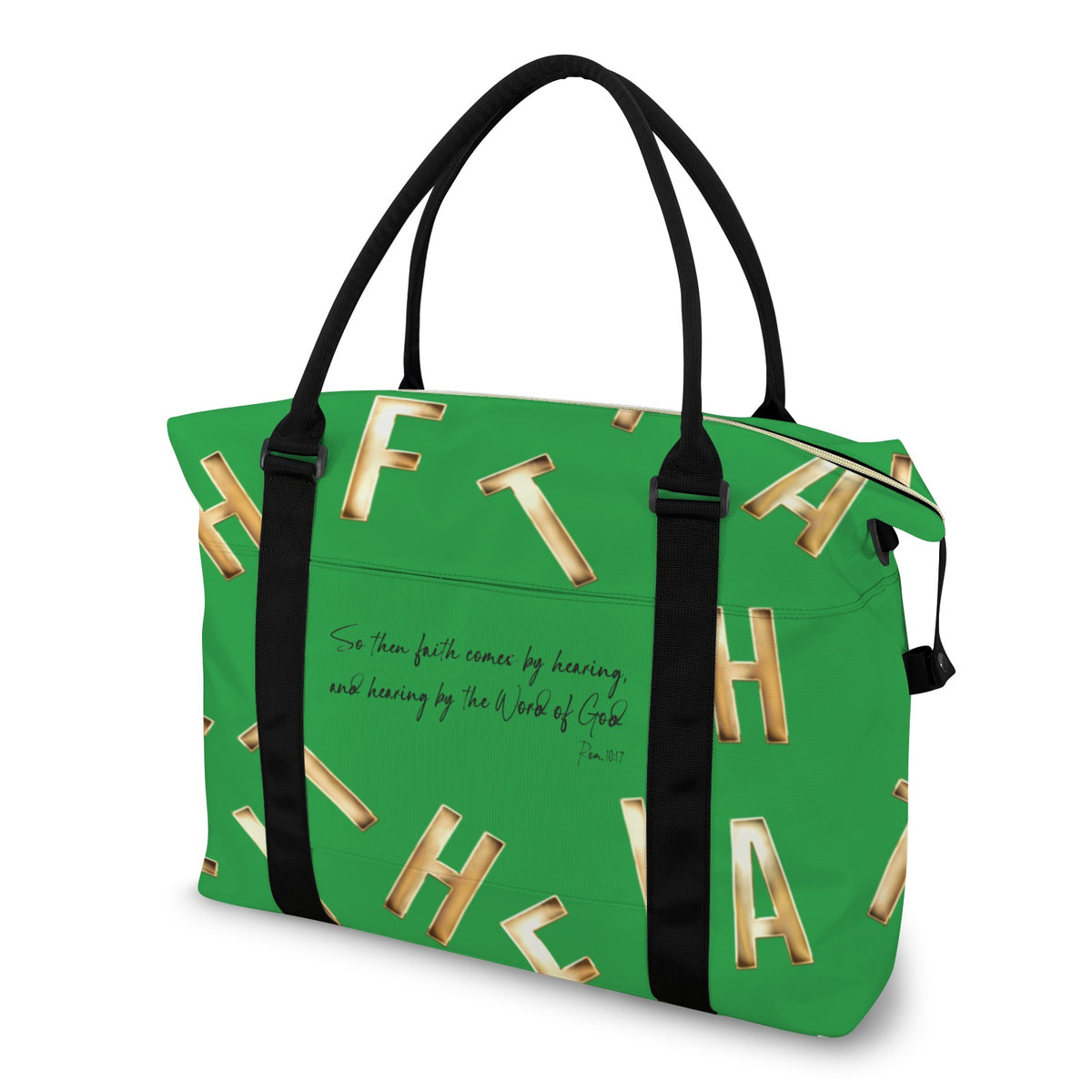 GREEN FAITH COMES BY HEARING DUFFLE SAMPLE REDO LOGO* Ultra-Large Capacity Duffle Bag (Model 1715)