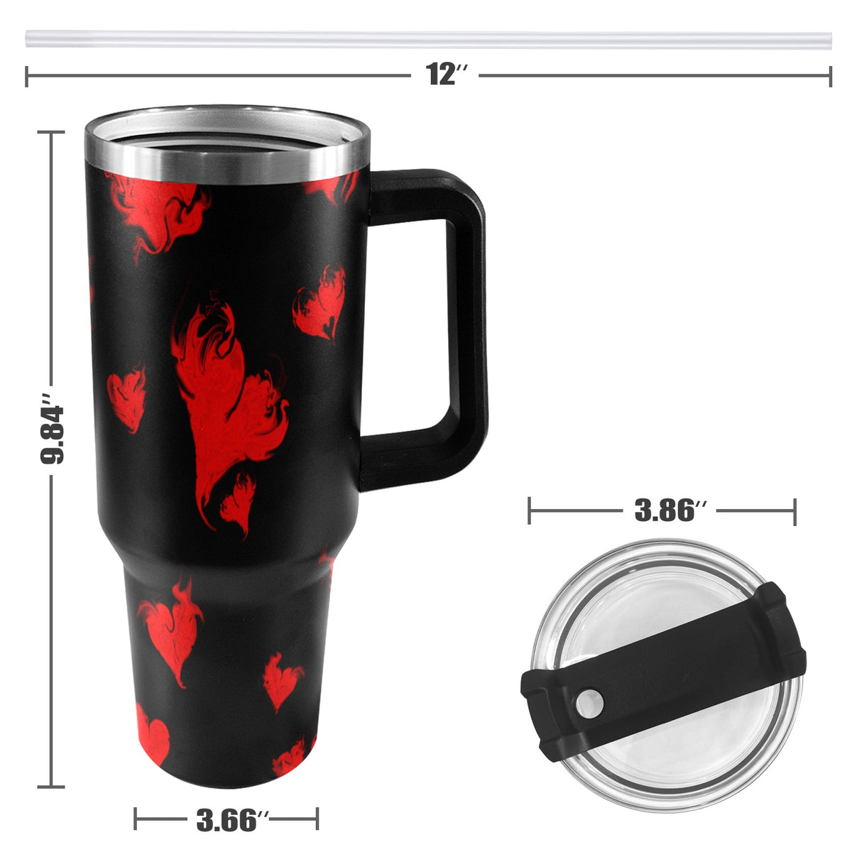 RED LOVE THE LORD WITH ALL YOUR HEART 40oz Tumbler with Black Handle