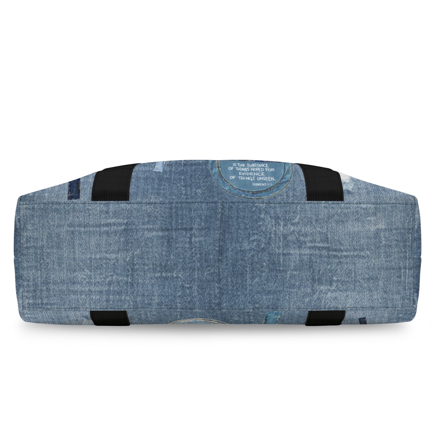 FAUX DENIM FAITH DUFFLE BAG