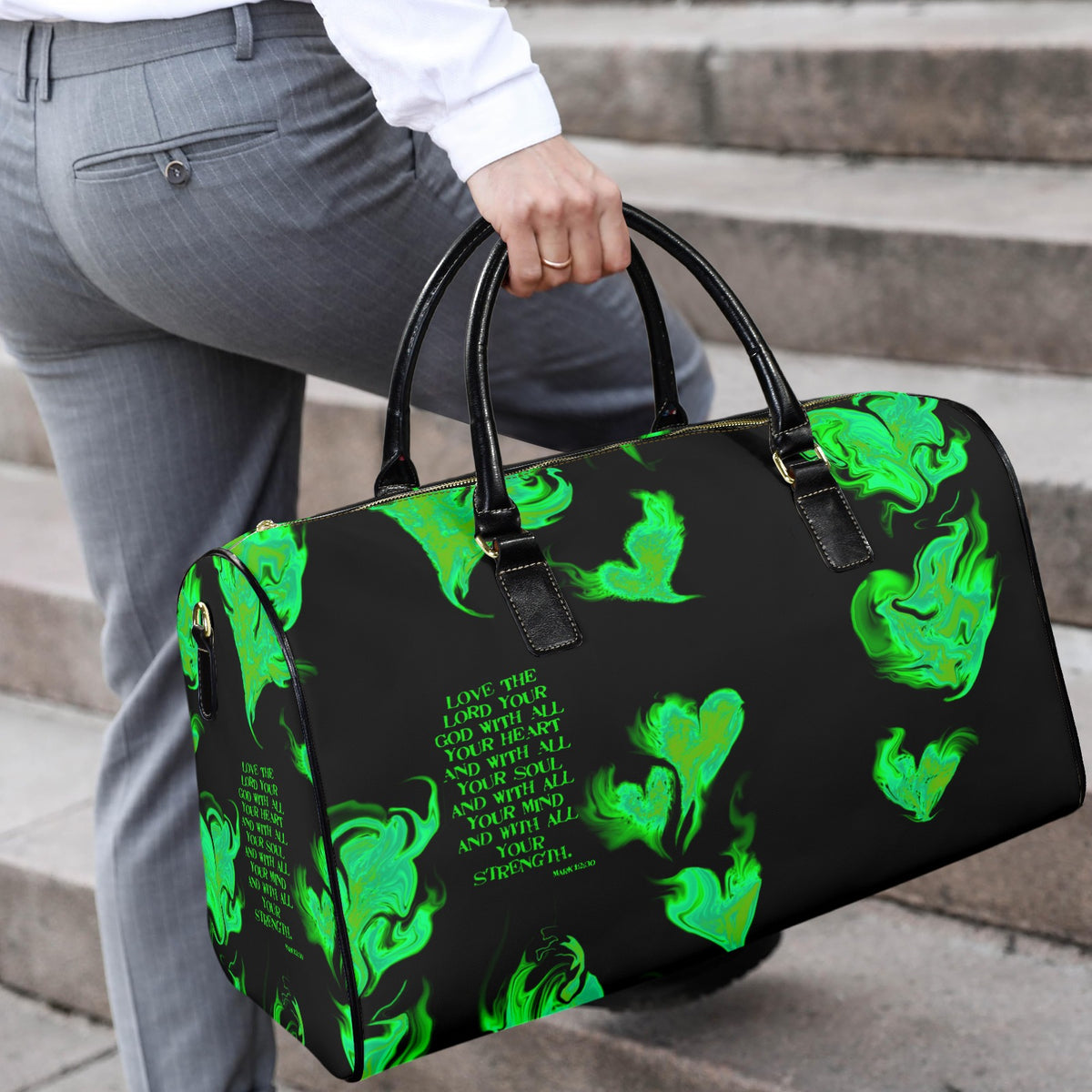 LEATHER LOVE THE LORD YOUR GOD Travel Bag