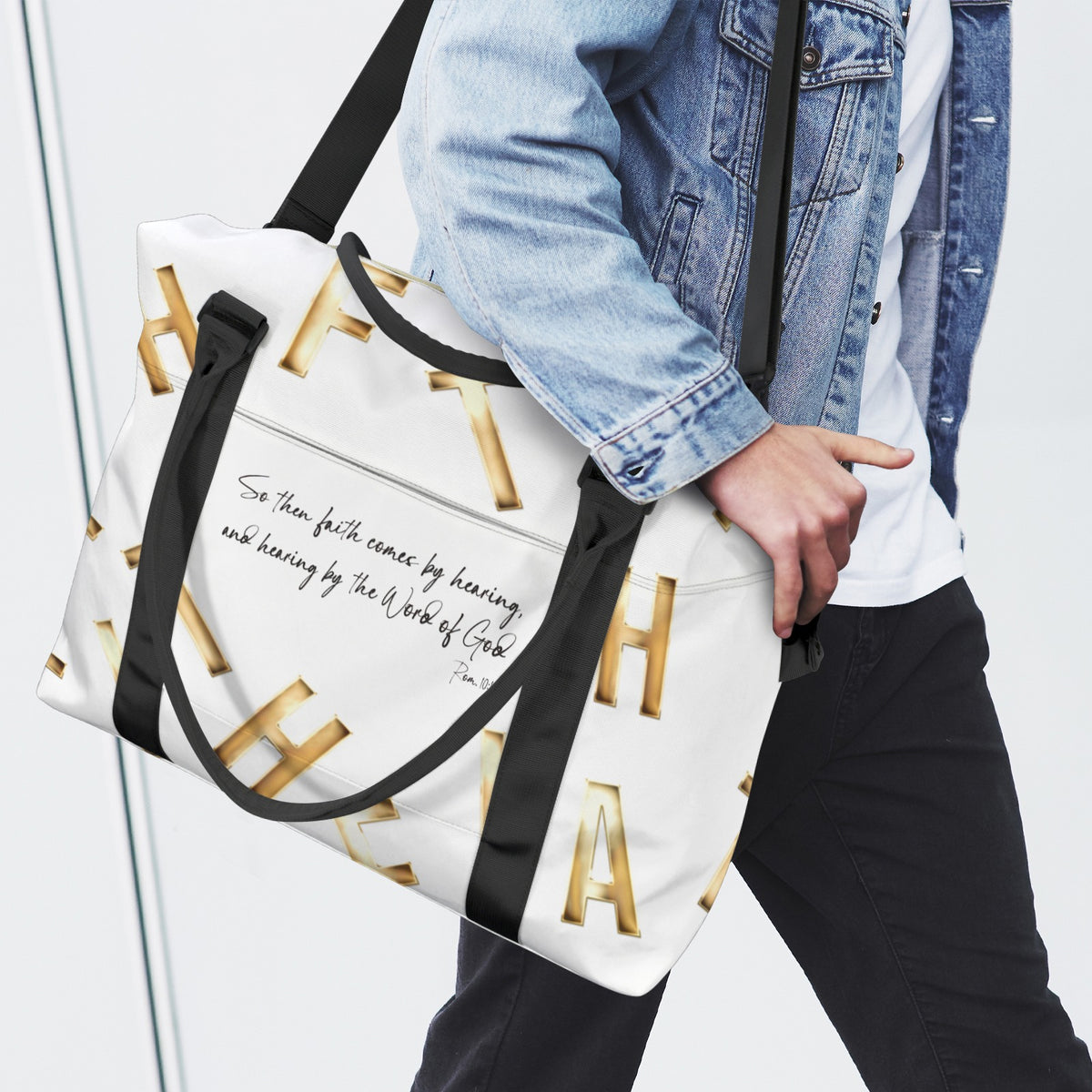 WHITE FAITH COMES BY HEARING  Ultra-Large Capacity Duffle Bag