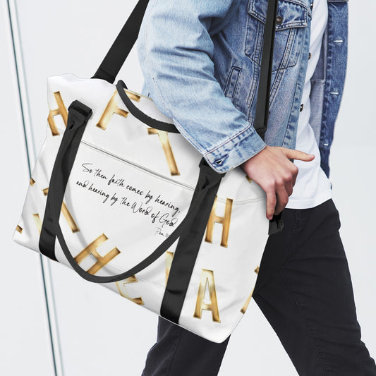 WHITE FAITH COMES BY HEARING  Ultra-Large Capacity Duffle Bag