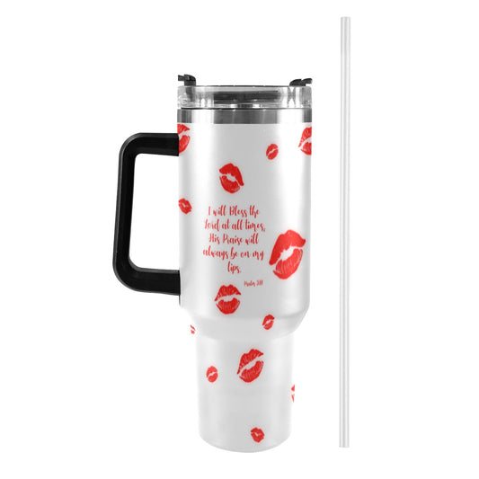 PRAISE ON MY LIPS TUMBLER 40oz Tumbler with Black Handle