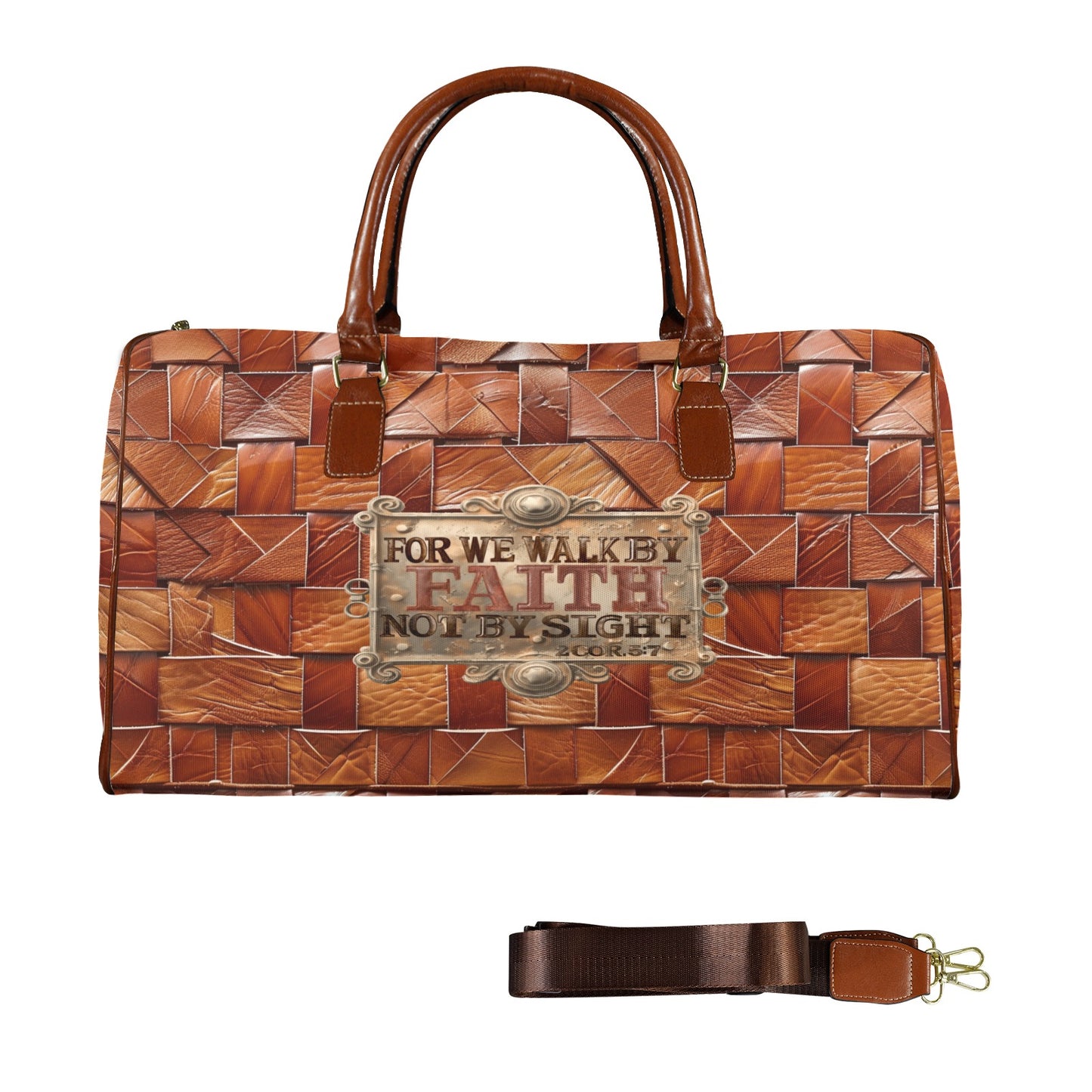 FAUX BASKET WEAVE WALK BY  FAITH WATERPROOF TRAVEL BAG