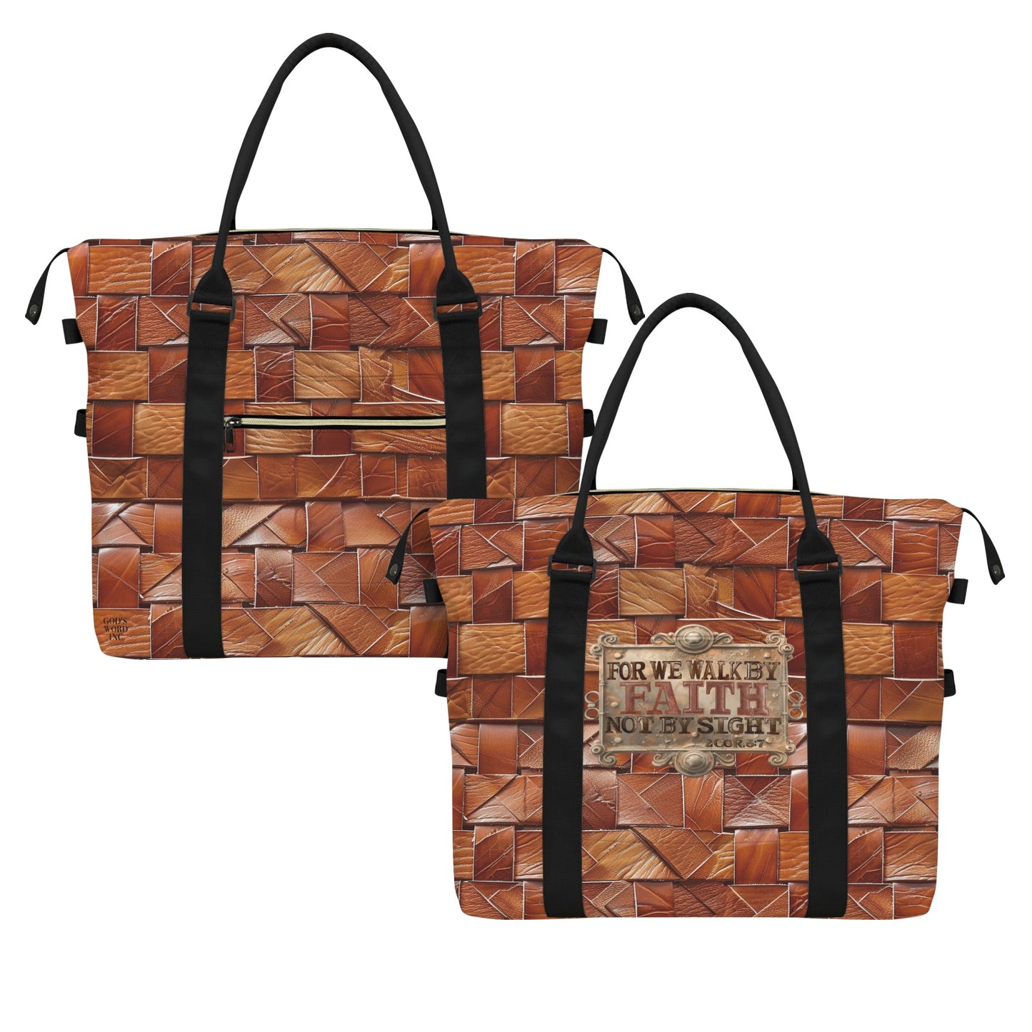 FAUX BASKET WEAVE WALK BY FAITH DUFFLE BAG
