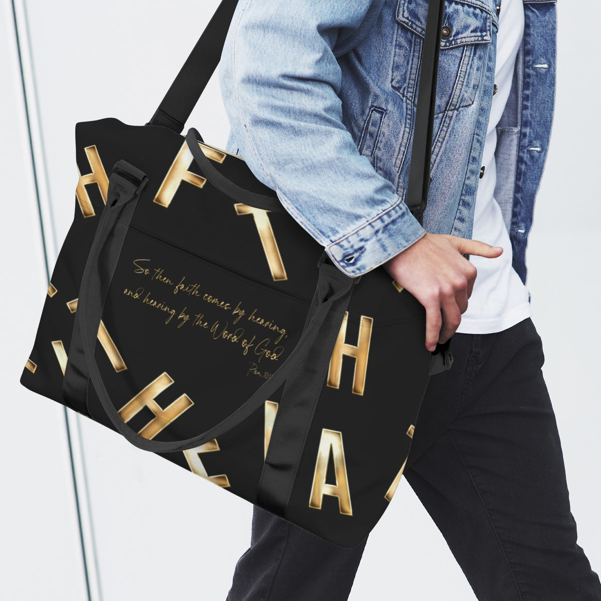 BLACK FAITH COMES BY HEARING  Ultra-Large Capacity Duffle Bag
