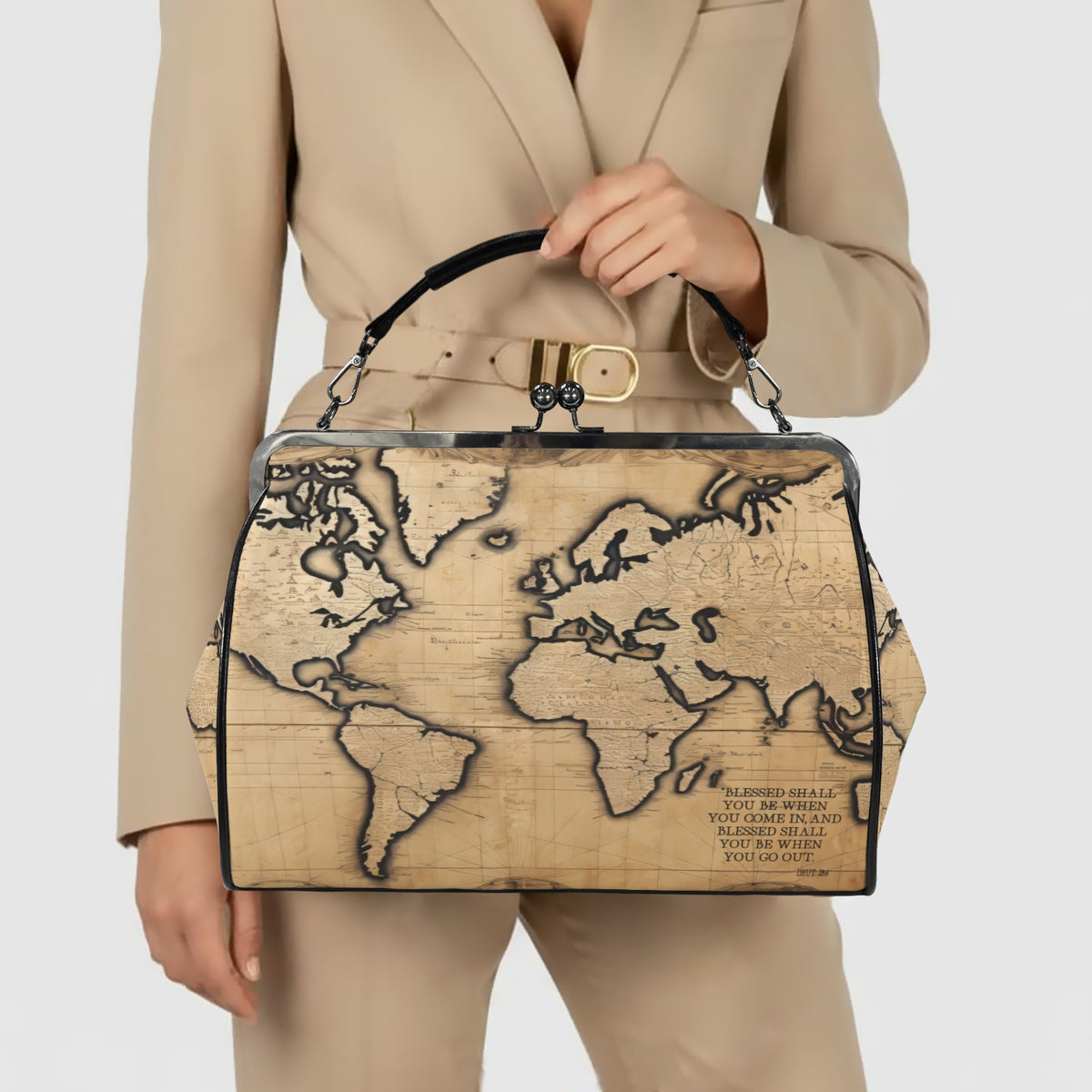 BLESSED COMING AND GOING  Kisslock Crossbody Shoulder Bag