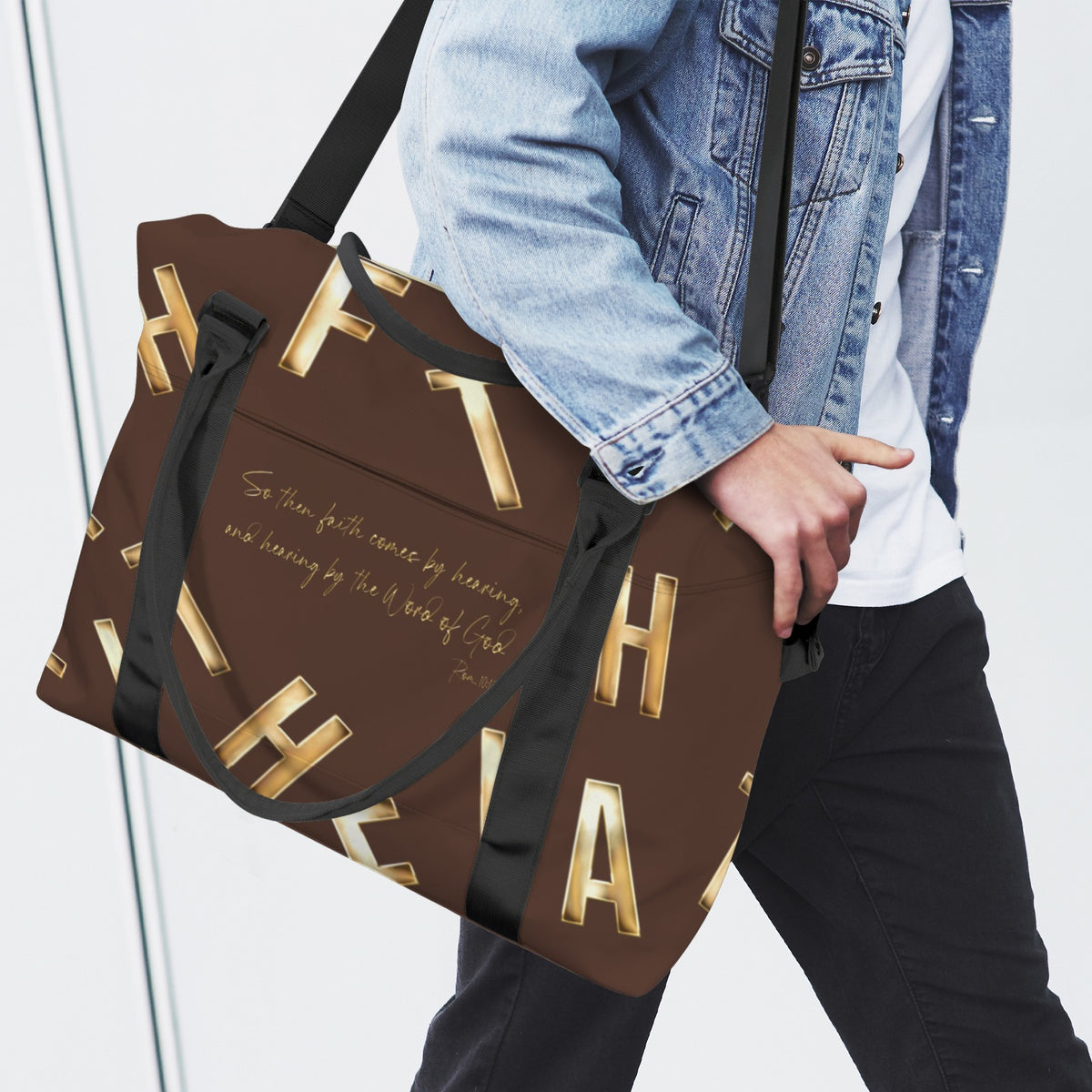 BROWN FAITH COMES BY HEARING Ultra-Large Capacity Duffle Bag