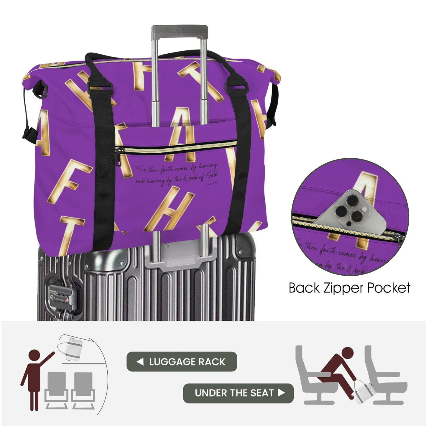 PURPLE FAITH COMES BY HEARING DUFFLE BAG