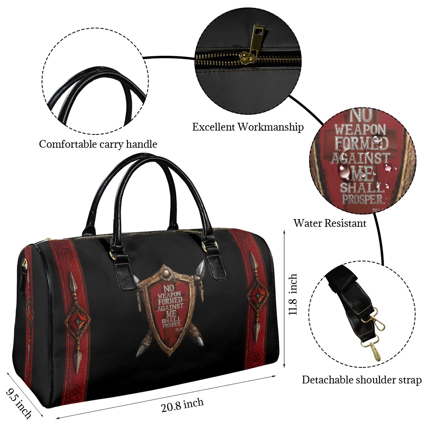 LEATHER NO WEAPON TRAVEL BAG