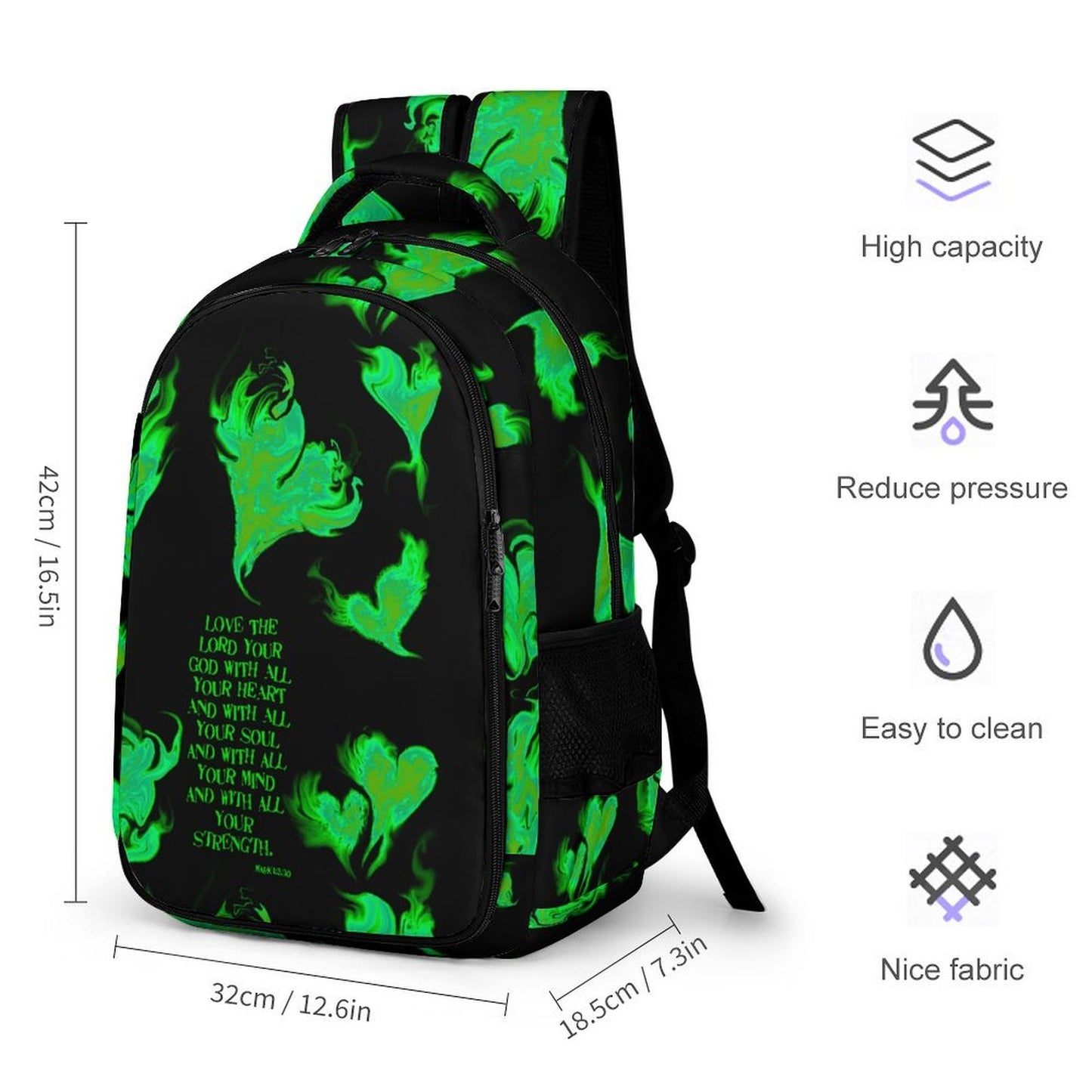 LOVE THE LORD WITH ALL YOUR HEART POCKET BACK PACK