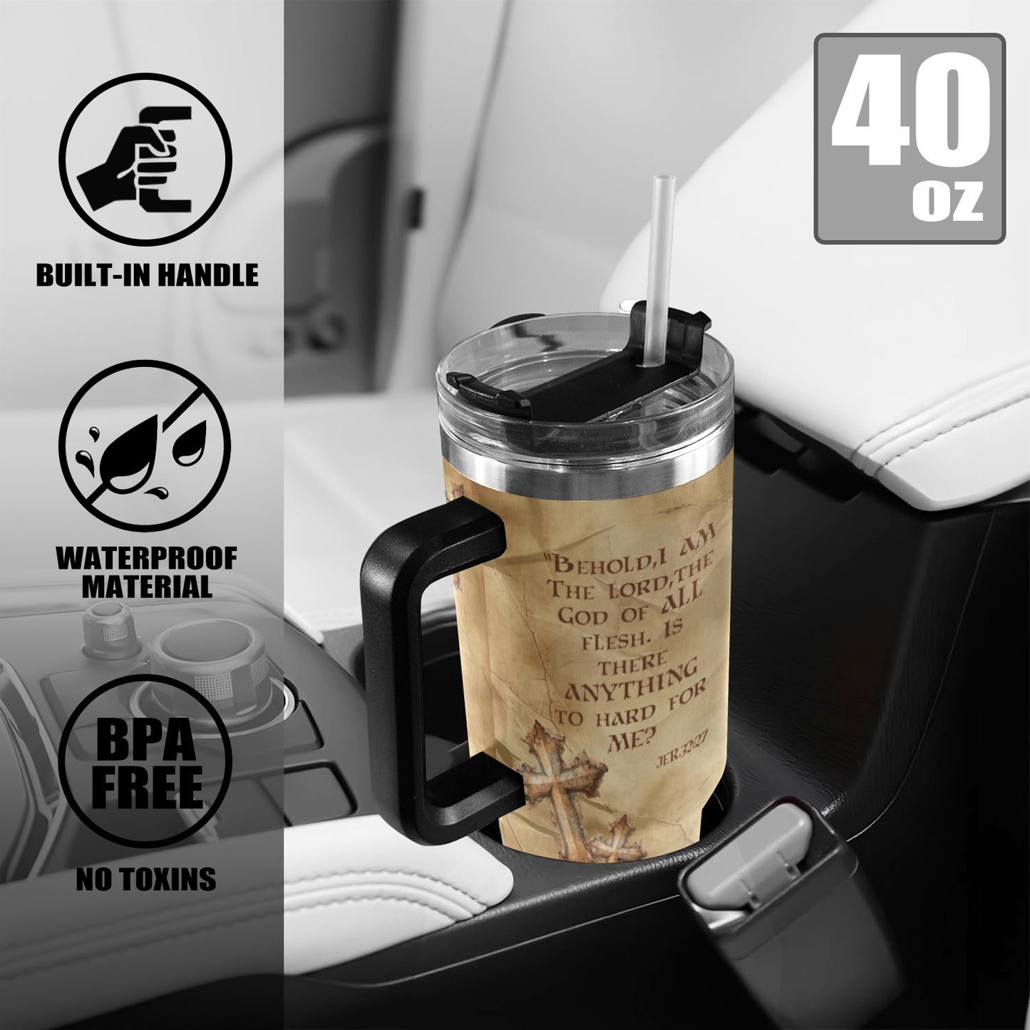 DO YOU BELIEVE 40oz Tumbler with Black Handle