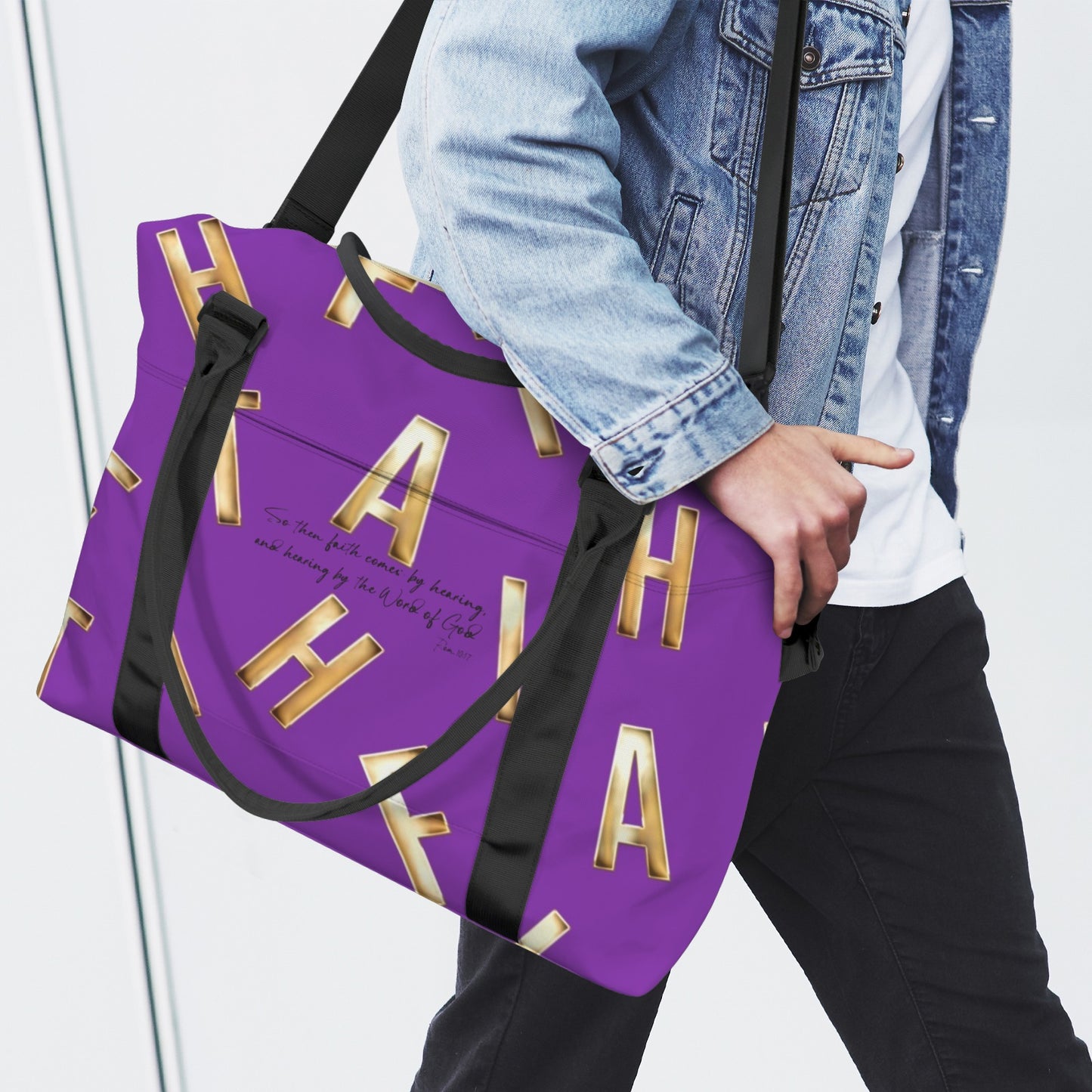 PURPLE FAITH COMES BY HEARING DUFFLE BAG