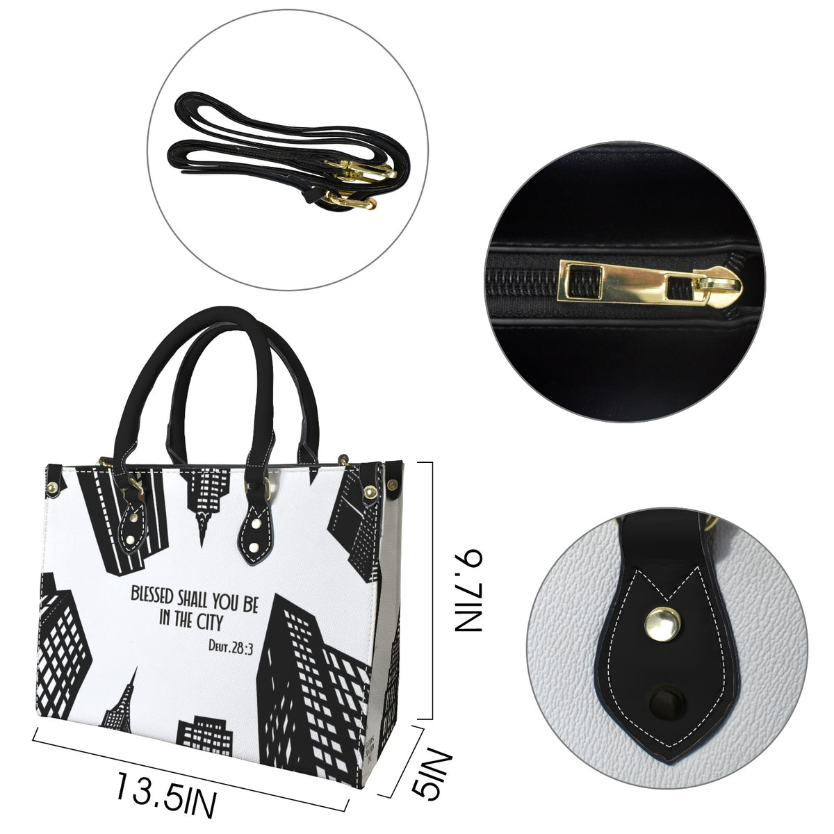 BLESSED SHALL YOU BE IN THE CITY  PU Leather Handbag-Large
