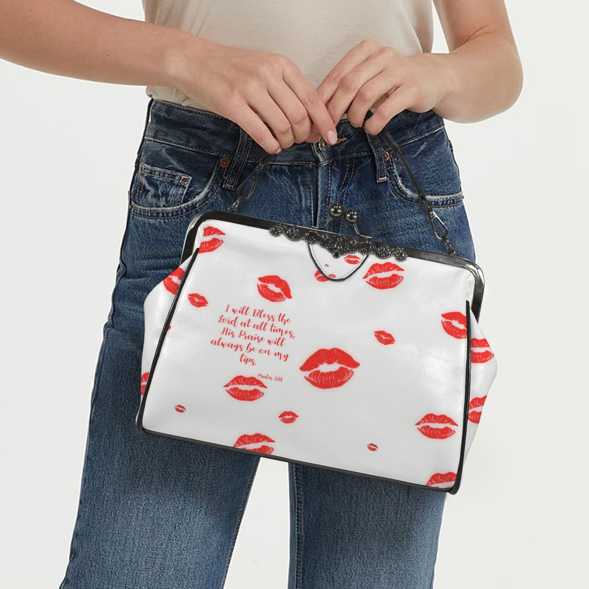 YOUR PRAISES SHALL BE ON MY LIPS  Kisslock Crossbody Shoulder Bag