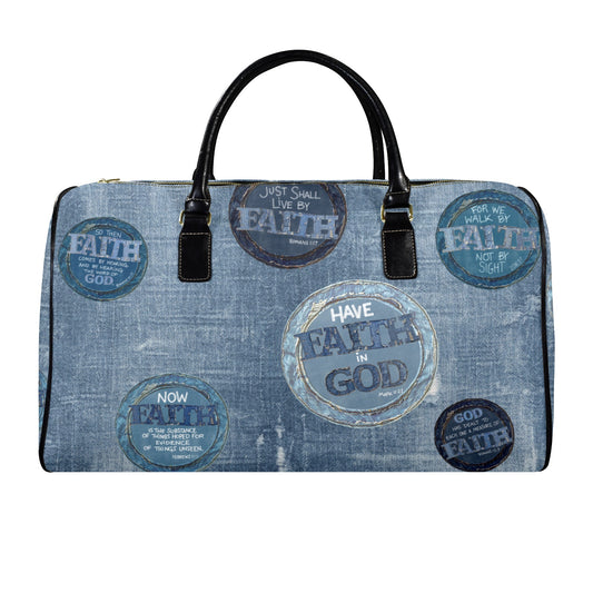 LEATHER FAUX DENIM FAITH TRAVEL BAG