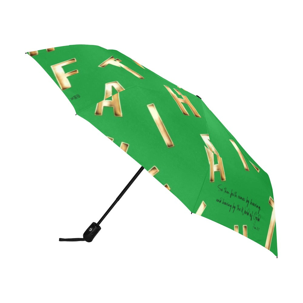 GREEN FAITH COMES BY HEARING Anti-UV Auto-Foldable Umbrella