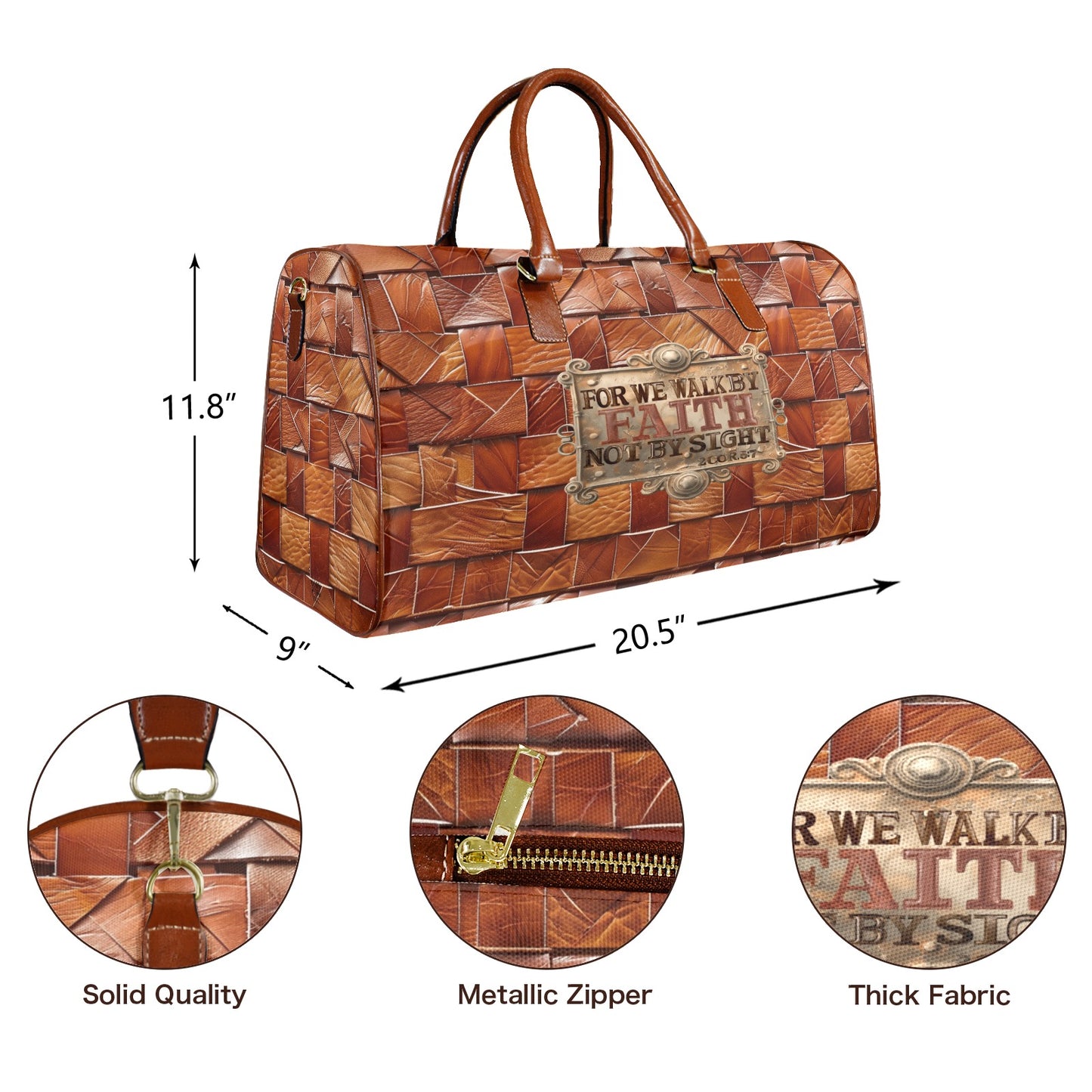 FAUX BASKET WEAVE WALK BY  FAITH WATERPROOF TRAVEL BAG
