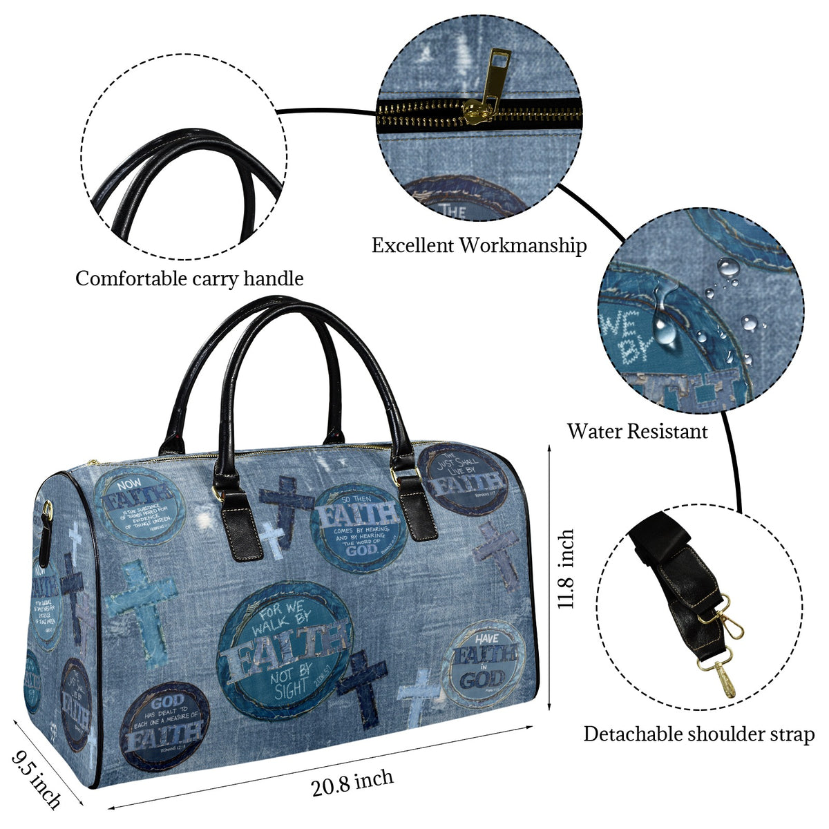 LEATHER FAUX DENIM FAITH  Travel Bag