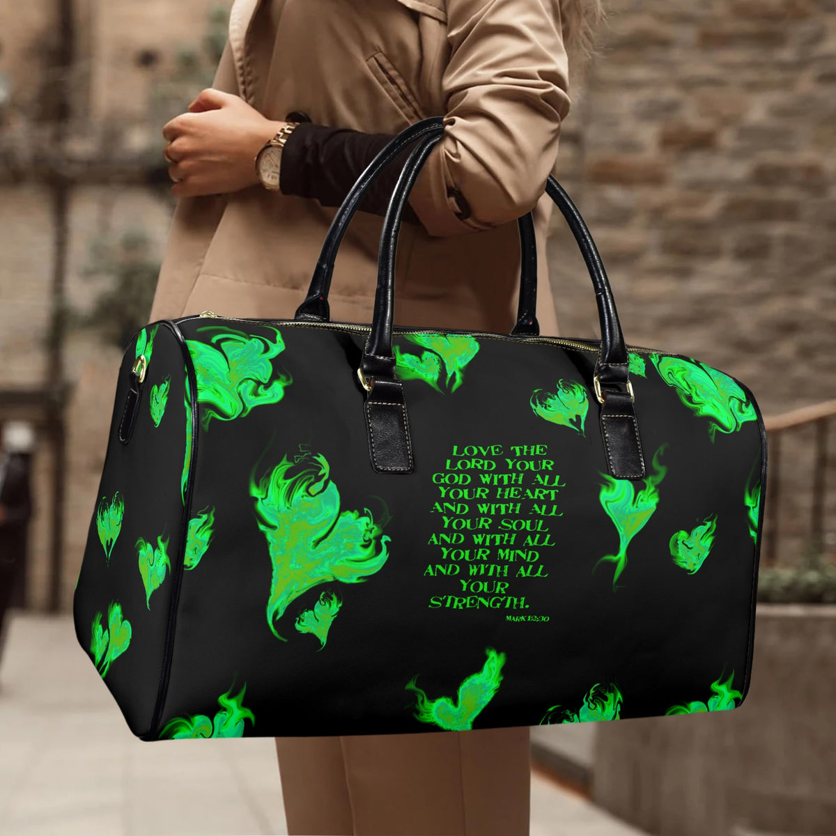 LEATHER LOVE THE LORD WITH YOUR HEART    Travel Bag