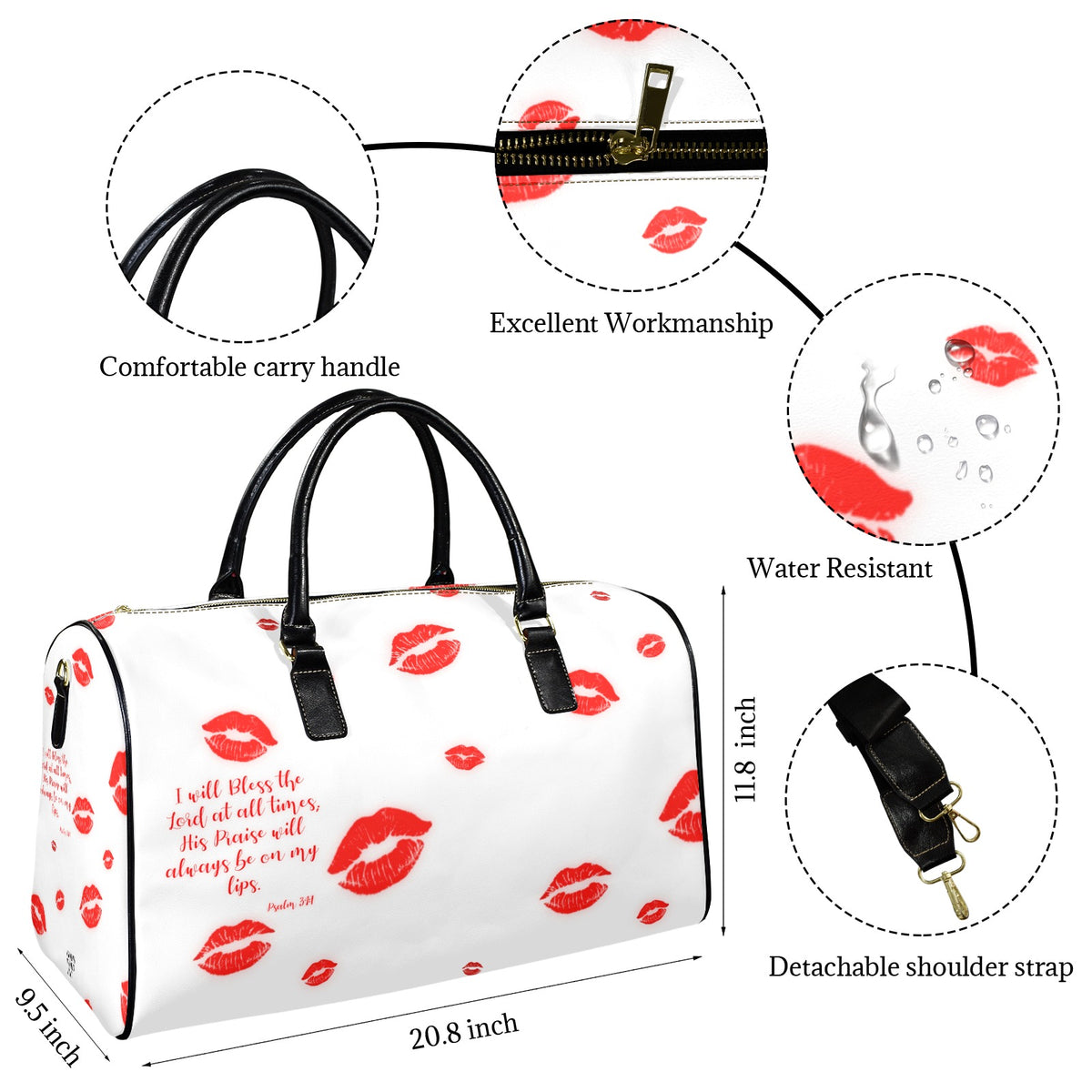 LEATHER YOUR  PRAISE SHALL BE ON MY LIPS  Travel Bag