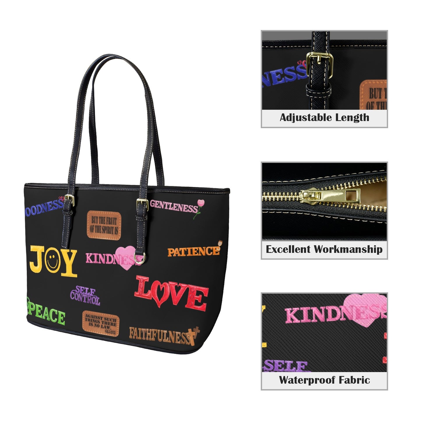 FAUX LEATHER FRUIT OF THE SPIRIT SHOULDER BAG