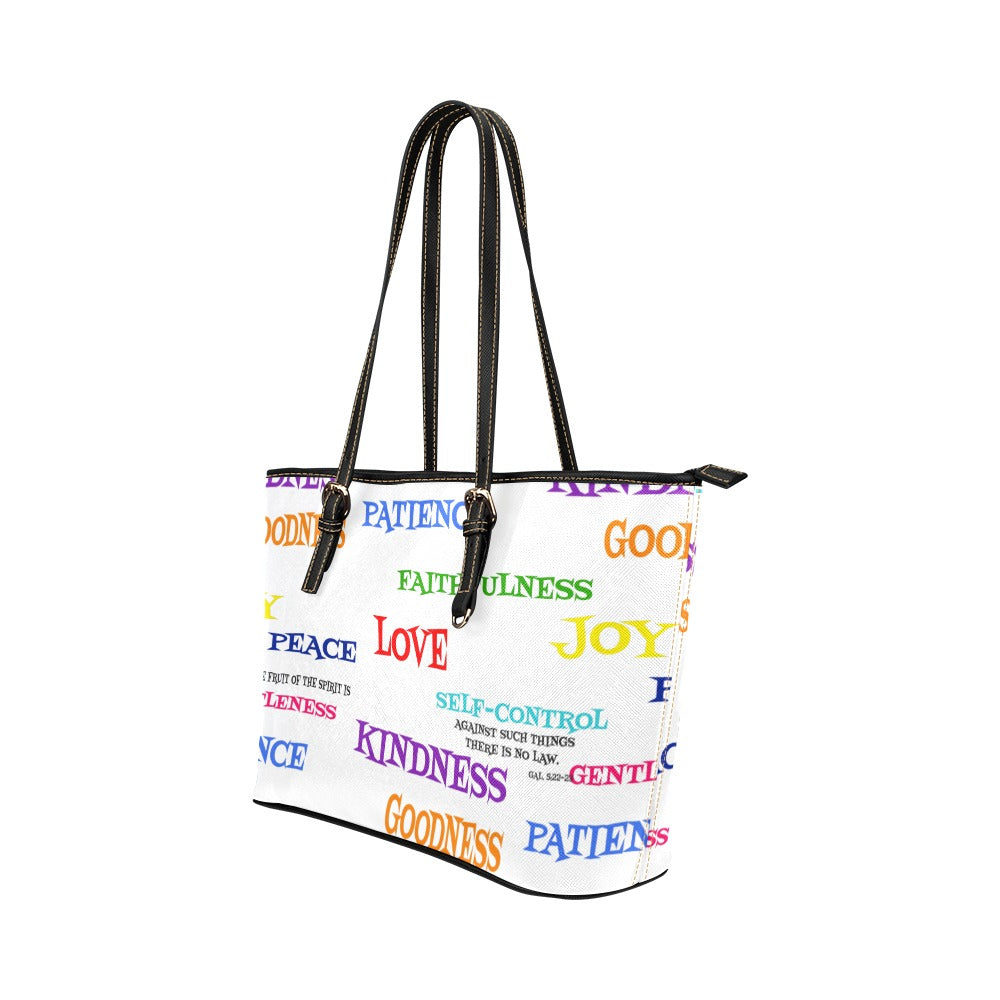 Fruit Of The Spirit Bible Verse Leather Shoulder Tote Bag