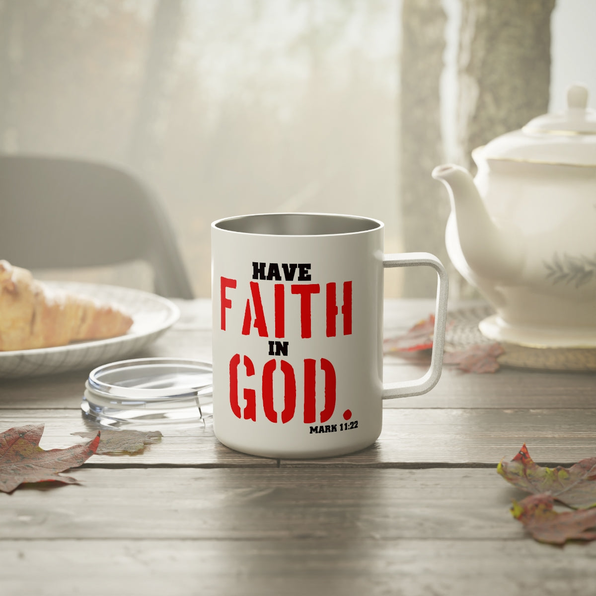 Bible Verse Scripture Insulated Coffee Mug, 10oz   Have Faith In God.