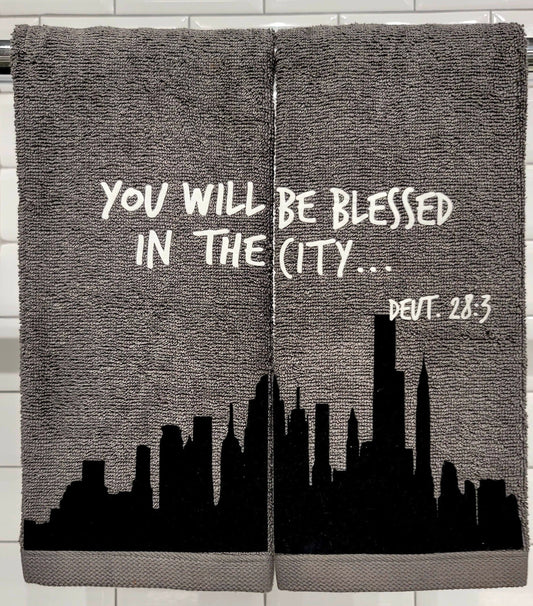 Bible Verse Hand Towel Set You Will Be Blessed In The City