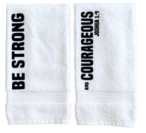 Bible Verse Luxury Hand Towel Set Be Strong And Courageous