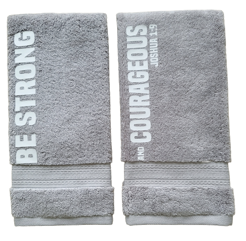 Bible Verse Luxury Hand Towel Set Be Strong And Courageous