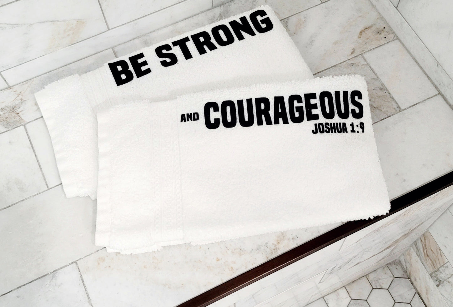 Bible Verse Luxury Hand Towel Set Be Strong And Courageous