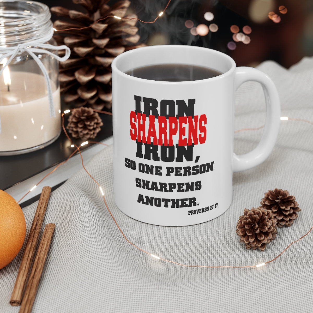 Bible Verse Scripture Mug 11oz Iron Sharpens Iron